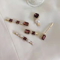 Simple Style Square Alloy Plating Inlay Rhinestones Pearl Hair Clip 1 Set sku image 9