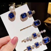 Simple Style Square Alloy Plating Inlay Rhinestones Pearl Hair Clip 1 Set sku image 10