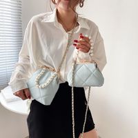 Women's Summer Autumn Pu Leather Solid Color Lingge Elegant Pearls Square Square Bag main image 5