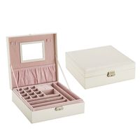Fashion Square Solid Color Pu Leather Metal Jewelry Boxes sku image 1