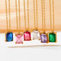 Fashion Square Stainless Steel Titanium Steel Plating Inlay Zircon Pendant Necklace 1 Piece main image 1