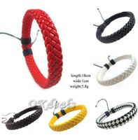 Retro Solid Color Pu Leather Knitting Unisex Bracelets 1 Piece main image 4