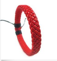 Retro Solid Color Pu Leather Knitting Unisex Bracelets 1 Piece sku image 1