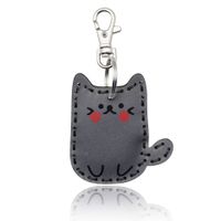 Cute Rabbit Animal Cat Pu Leather Bag Pendant Keychain 1 Piece sku image 1