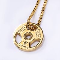 Fashion Barbell Titanium Steel Plating Hollow Out Pendant Necklace 1 Piece sku image 3