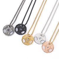 Fashion Barbell Titanium Steel Plating Hollow Out Pendant Necklace 1 Piece sku image 7