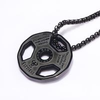 Fashion Barbell Titanium Steel Plating Hollow Out Pendant Necklace 1 Piece sku image 4