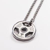 Fashion Barbell Titanium Steel Plating Hollow Out Pendant Necklace 1 Piece main image 3