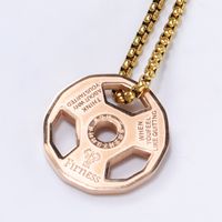 Fashion Barbell Titanium Steel Plating Hollow Out Pendant Necklace 1 Piece sku image 5
