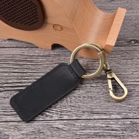 Vintage Style Solid Color Leather Unisex Bag Pendant Keychain sku image 7