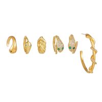 Simple Style Snake Copper Inlay Zircon Hoop Earrings sku image 1
