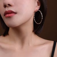 Korea Dongdaemun Schmuck Ins Stil Twist Twisted Line Große Ring Ohrringe Titans Tahl 18k Gold Multi-größen Ohrringe sku image 6