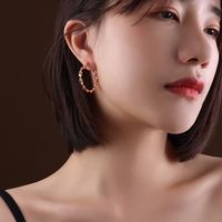 Korea Dongdaemun Schmuck Ins Stil Twist Twisted Line Große Ring Ohrringe Titans Tahl 18k Gold Multi-größen Ohrringe sku image 8
