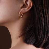 Korea Dongdaemun Schmuck Ins Stil Twist Twisted Line Große Ring Ohrringe Titans Tahl 18k Gold Multi-größen Ohrringe sku image 2