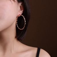 Korea Dongdaemun Schmuck Ins Stil Twist Twisted Line Große Ring Ohrringe Titans Tahl 18k Gold Multi-größen Ohrringe sku image 12