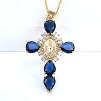 Ethnic Style Cross Copper Gold Plated Inlay Zircon Pendant Necklace 1 Piece main image 3