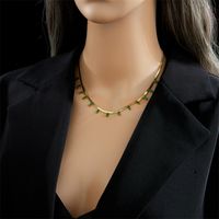 Collar Cuadrado De Acero De Titanio De Moda, Colgante De Circonita, 1 Pieza sku image 2