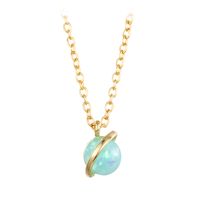 Simple Style Planet Copper Gold Plated Inlay Artificial Gemstones Pendant Necklace 1 Piece main image 2