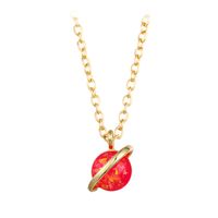 Simple Style Planet Copper Gold Plated Inlay Artificial Gemstones Pendant Necklace 1 Piece main image 8
