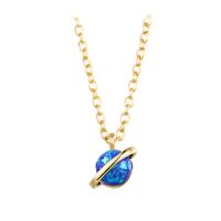 Simple Style Planet Copper Gold Plated Inlay Artificial Gemstones Pendant Necklace 1 Piece main image 4