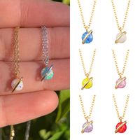 Simple Style Planet Copper Gold Plated Inlay Artificial Gemstones Pendant Necklace 1 Piece main image 1