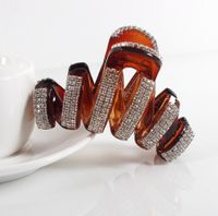 Ethnic Style Stripe Resin Inlay Rhinestones Hair Claws 1 Piece sku image 4