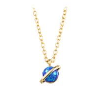 Simple Style Planet Copper Gold Plated Inlay Artificial Gemstones Pendant Necklace 1 Piece sku image 1