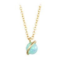 Simple Style Planet Copper Gold Plated Inlay Artificial Gemstones Pendant Necklace 1 Piece sku image 2