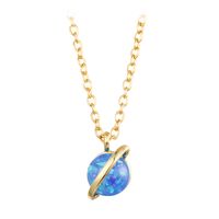 Simple Style Planet Copper Gold Plated Inlay Artificial Gemstones Pendant Necklace 1 Piece sku image 3