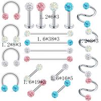 Fashion Geometric Stainless Steel Diamond Artificial Gemstones Lip Stud Ear Studs Nose Ring main image 4