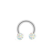 Fashion Geometric Stainless Steel Diamond Artificial Gemstones Lip Stud Ear Studs Nose Ring sku image 49