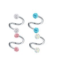 Fashion Geometric Stainless Steel Diamond Artificial Gemstones Lip Stud Ear Studs Nose Ring main image 2