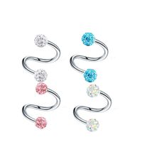 Fashion Geometric Stainless Steel Diamond Artificial Gemstones Lip Stud Ear Studs Nose Ring sku image 42