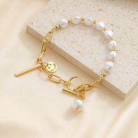 Fashion Smiley Face Alloy Pearl Plating Women's Bracelets 1 Piece main image 1