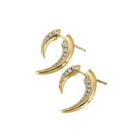 Simple Style Horns Copper Gold Plated Irregular Three-dimensional Zircon Ear Studs 1 Pair main image 6
