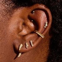 Simple Style Horns Copper Gold Plated Irregular Three-dimensional Zircon Ear Studs 1 Pair main image 5