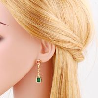 Fashion Geometry Water Droplets Rectangle Copper Tassel Plating Zircon Drop Earrings 1 Pair main image 2