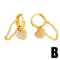 Fashion Star Moon Heart Shape Copper Plating Chain Zircon Drop Earrings 1 Pair main image 4