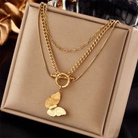 Fashion Butterfly Titanium Steel Plating Layered Necklaces main image 1