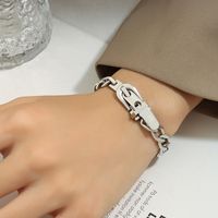 European And American Thick Chain Push Buckle Strap Buckle Titanium Steel 18k Gold Bracelet sku image 1