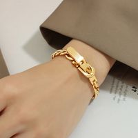 European And American Thick Chain Push Buckle Strap Buckle Titanium Steel 18k Gold Bracelet sku image 4