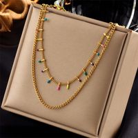 Original Design Colorful Titanium Steel Plating Layered Necklaces 1 Piece main image 5