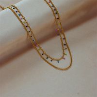 Original Design Colorful Titanium Steel Plating Layered Necklaces 1 Piece main image 1