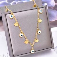 Fashion Palm Heart Shape Eye Titanium Steel Plating Necklace 1 Piece main image 3