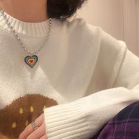 Fashion Rainbow Heart Shape Flower Alloy Enamel Women's Necklace main image 5