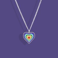 Fashion Rainbow Heart Shape Flower Alloy Enamel Women's Necklace sku image 1