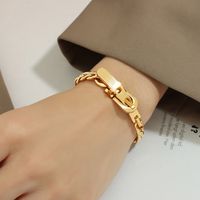 European And American Thick Chain Push Buckle Strap Buckle Titanium Steel 18k Gold Bracelet sku image 13