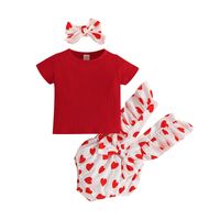 Cute Printing Bowknot Cotton Baby Clothing Sets sku image 1