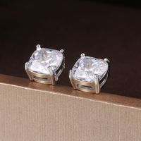 Fashion Square Copper Inlay Zircon Ear Studs 1 Pair main image 5