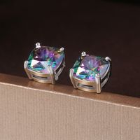 Fashion Square Copper Inlay Zircon Ear Studs 1 Pair main image 2